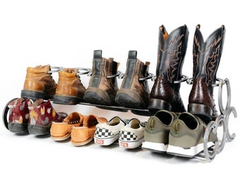 Rustic Horseshoe Boot & Shoe Rack  - The Heritage Forge