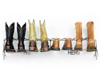 His and Hers Horseshoe Boot Rack - Handmade - The Heritage Forge