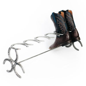 Rustic Horseshoe Boot Rack 1, 2, 3, or 4 pairs Handmade The Heritage Forge image 1