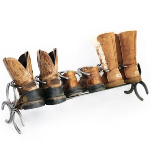 Rustic Horseshoe Boot Rack 1, 2, 3, or 4 pairs Handmade The Heritage Forge image 7