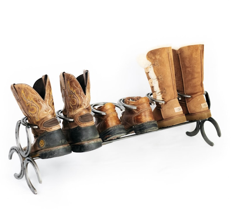 Rustic Horseshoe Boot Rack 1, 2, 3, or 4 pairs Handmade The Heritage Forge image 7