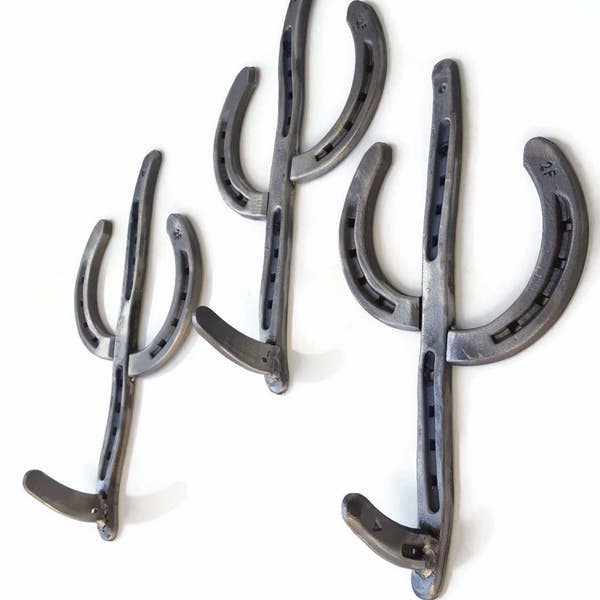 Rustic Horseshoe Cactus Hangers - Hangers - The Heritage Forge