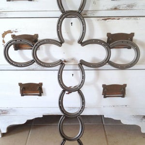 Rustic Horseshoe Cross Rustic Home Decor The Heritage Forge image 2