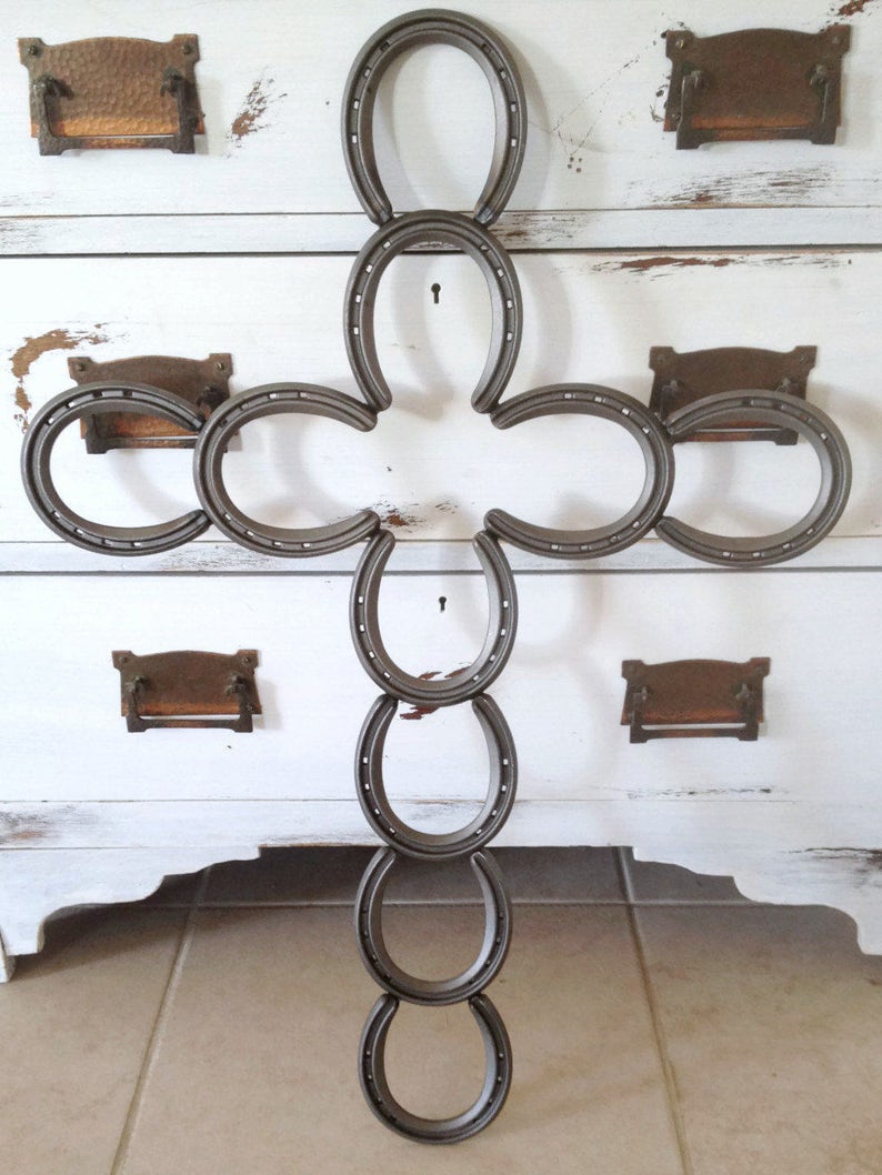 Rustic Horseshoe Cross Rustic Home Decor The Heritage Forge image 2