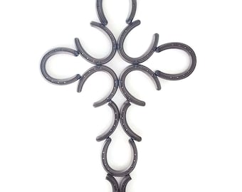 Cruz de herradura rústica - Invertida - Decoración rústica del hogar - The Heritage Forge