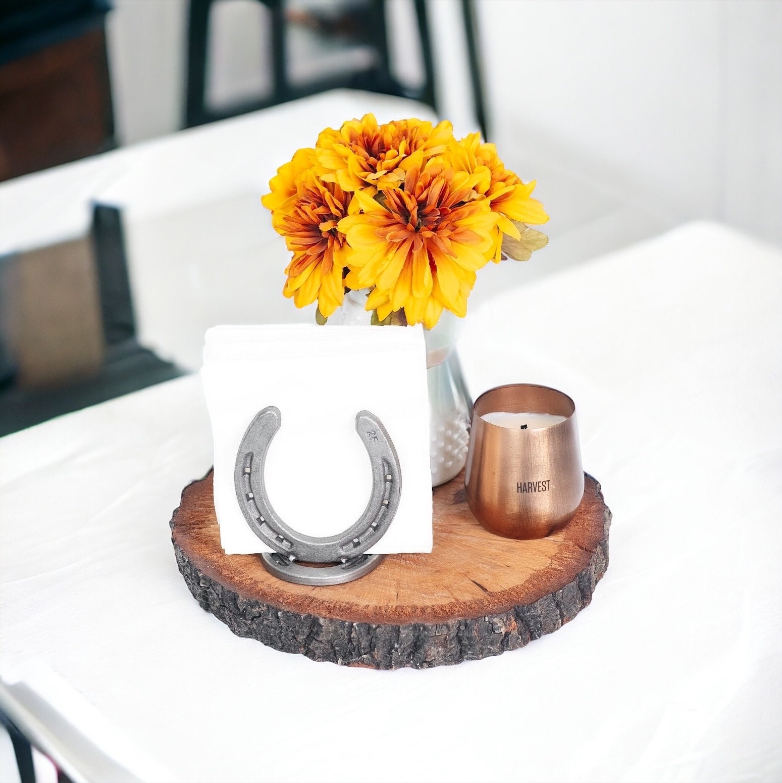 Rustic Horseshoe Napkin Holder - Perfect for Napkins in the Kitchen, Dining Outside, and Picnics - The Heritage Forge