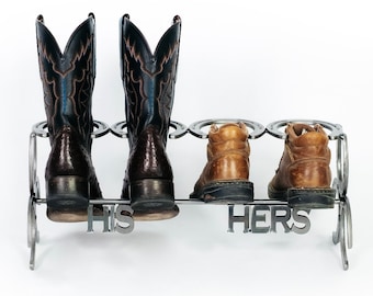 His and Hers Horseshoe Boot Rack - Handmade - The Heritage Forge