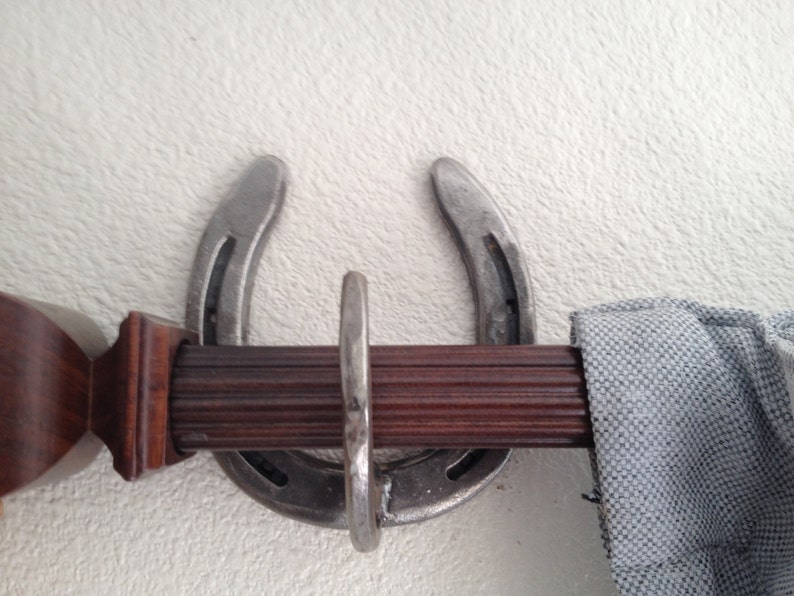 Rustic Horseshoe Curtain Rod Tie Back Hardware Set Image 0
