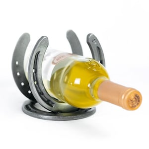 Horseshoe Wine Bottle Holder - 1 Bottle - Handmade - The Heritage Forge - Rustic Farmhouse Decor
