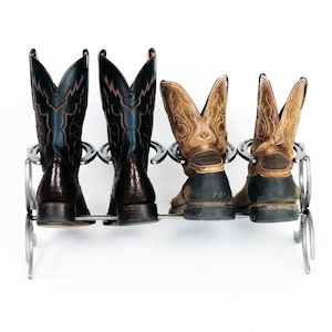 Rustic Horseshoe Boot Rack 1, 2, 3, or 4 pairs Handmade The Heritage Forge image 6