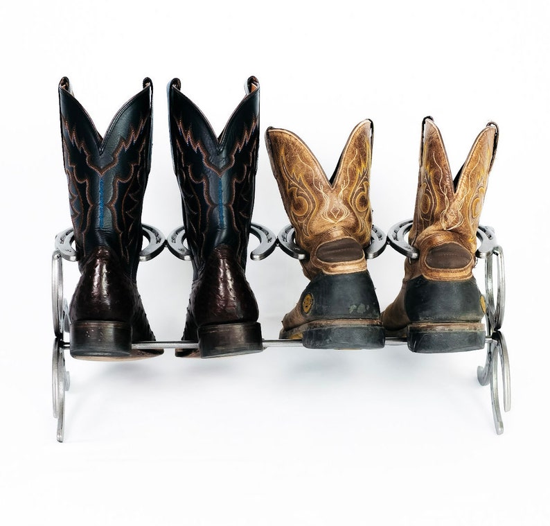 Rustic Horseshoe Boot Rack 1, 2, 3, or 4 pairs Handmade The Heritage Forge image 6