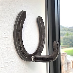 Rustic Horseshoe Curtain Rod Holders and Curtain Tie Back Perfect Curtain Hangers for Windows and Sliding Doors The Heritage Forge image 2