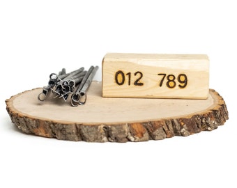 0-9 Number Branding Irons - 1/2" Tall - 10 Numbers - 8" Straight Steel Handles - Custom Cowboy Monogram - The Heritage Forge