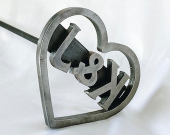 Custom Heart Branding Iron - Cowboy Monogram - Wood Branding Iron for Personalized Crafts, Custom Woodworking, BBQ, and Grilling