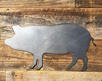 Pig Silhouette - 14" x 7" - Rustic Home Decor - The Heritage Forge