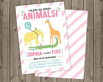 Animal invitation | Etsy