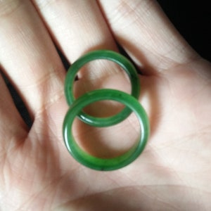 Natural green nephrite Jade Ring , Simple band thin ring image 2