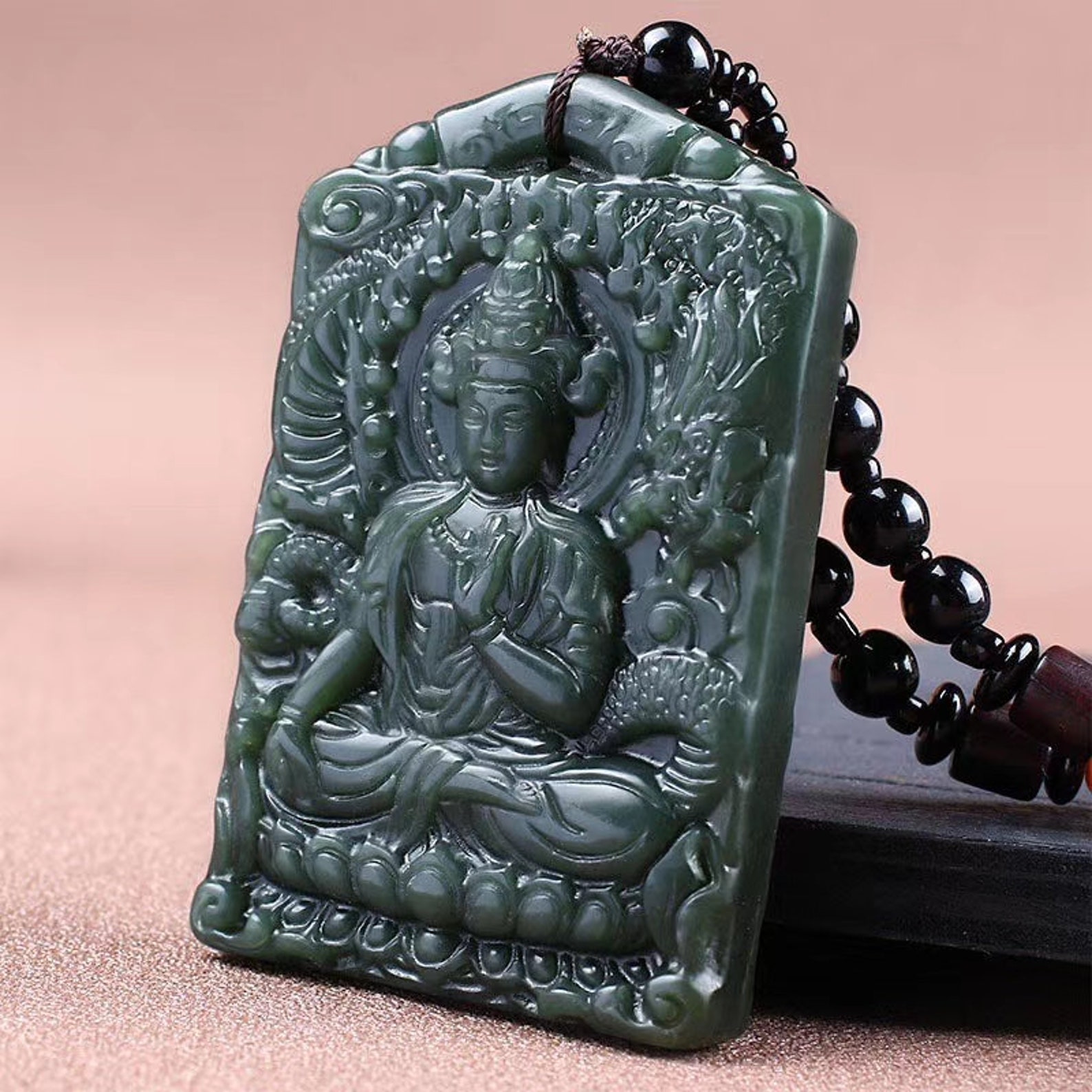 Natural Cyan Jade Guanyin Buddha Carved Bodhisattvas Square - Etsy