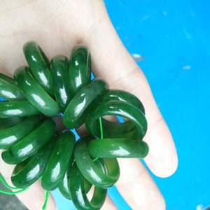 Natural green nephrite Jade Ring , Simple band thin ring image 4