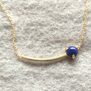 Tiny cabochon  Lapis Lazuli gold-plated necklace Necklace - Sterling Silver necklace ,natural blue Lapis gemston necklace