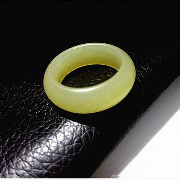 Natural yellow jade round ring, Jade band ring