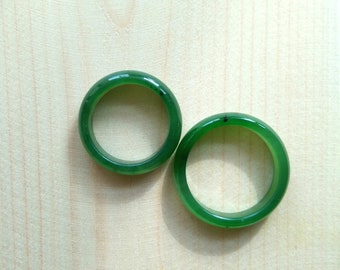 Natural green nephrite Jade Ring , Simple band thin ring