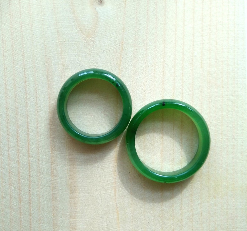 Natural green nephrite Jade Ring , Simple band thin ring image 1