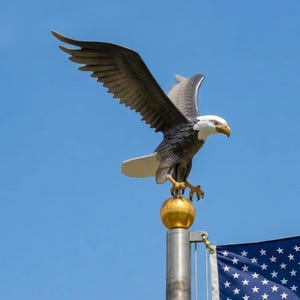 Flagpole Topper Eagle - 18" Cast Aluminum Eagle - Made to Last Unlike Synthetic Imports - No Assembly Required - Eagle Flag Pole Topper