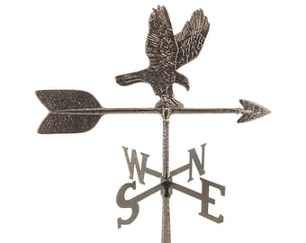 Eagle Weathervane, Outdoor Weather Vane with Ornament, Roof Metal Decor with Mount, Hand Cast Rust Proof Aluminum, Perfect Anniversary Gift!