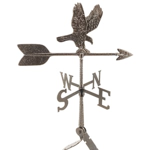 Eagle Weathervane, Outdoor Weather Vane with Ornament, Roof Metal Decor with Mount, Hand Cast Rust Proof Aluminum, Perfect Anniversary Gift!