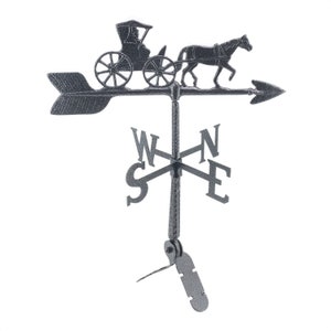 Horse and Wagon Weathervane, Outdoor Weather Vane with Ornament, Roof Metal Decor with Mount, Hand Cast Rust Proof Aluminum