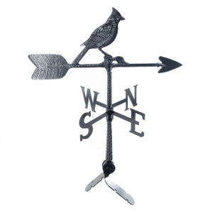 Cardinal Weathervane, Outdoor Wind Vane with Ornament, Roof Metal Decor with Mount, Hand Cast Rust Proof Aluminum, Perfect Anniversary Gift!