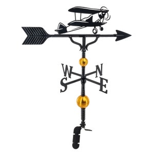 Deluxe Airplane Weathervane - Roof Mount Included - Plane Weathervane - 14 Ornament Colors Available
