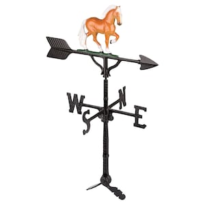 Hand Crafted Cast Metal 3D Horse Weathervane, Includes Roof Mount, Outdoor Wind Vane with Ornament, Roof Decor, Proudly Made in the USA