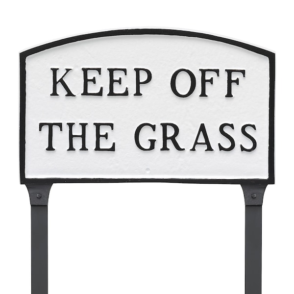 Keep Off The Grass Arch WALL or LAWN Statement Plaque Sign, Outdoor Courtesy Sign, Powder Coated Aluminum, Proudly Handmade in the USA