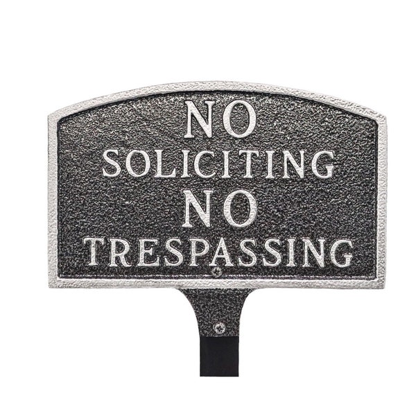 No Trespassing No Soliciting Arch WALL or LAWN Statement Plaque Sign, Business or Home Privacy Sign, Security Plaque, Powder Coated Aluminum