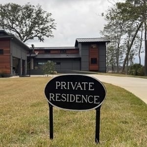 Private Residence Oval LAWN or WALL Statement Plaque Sign, Home Privacy Sign, Durable Powder Coated Aluminum, Rust Proof, Handmade in USA
