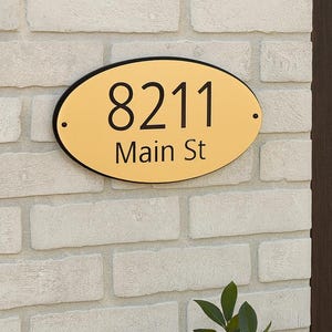 Classic Oval Floating Mount Laser Cut Sign, TWO Line Address Sign, Powder Coated Aluminum, Custom Metal Work, Home Decor, Housewarming Gift