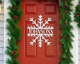 Metal Christmas Snowflake with Name, Holiday Decor, Christmas Gift, Letter Monogram, Family Name Sign, Snowflake Decor