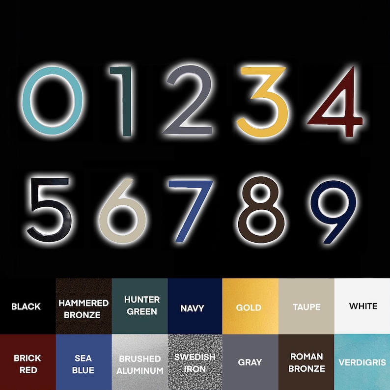May include: A chart of ten numbers, 0 through 9, in different colors. The colors are: teal, dark green, gray, gold, maroon, black, beige, navy blue, brown, and blue.