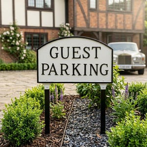 Guest Parking Arch Wall or Lawn Plaque Sign, Parking Signage, Reserved Parking Business Sign, Powder Coated Aluminum, Easy to Install