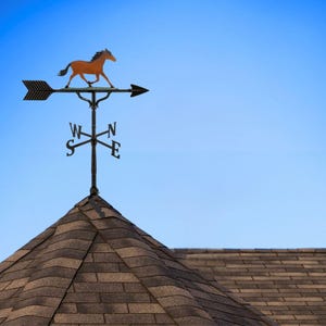 Hand Crafted Cast Metal Horse Weathervane, Includes Roof Mount, Accent Weathervane, Roof Metal Decor, Made In the USA