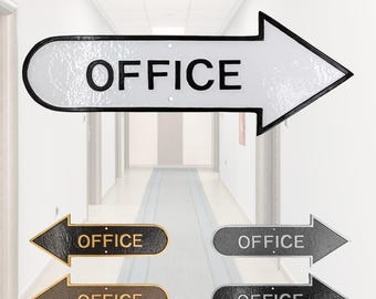 Office Arrow Sign – Office Signage - Durable Powder Coated Aluminum, Wall or Lawn Mount, Handmade, Business Signage – Made in USA