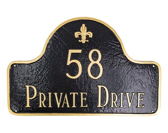 Fleur de Lis Lexington Arch LAWN or WALL Address Sign Plaque, Custom Address Plaque, House Number Sign, Durable Powder Coated Aluminum