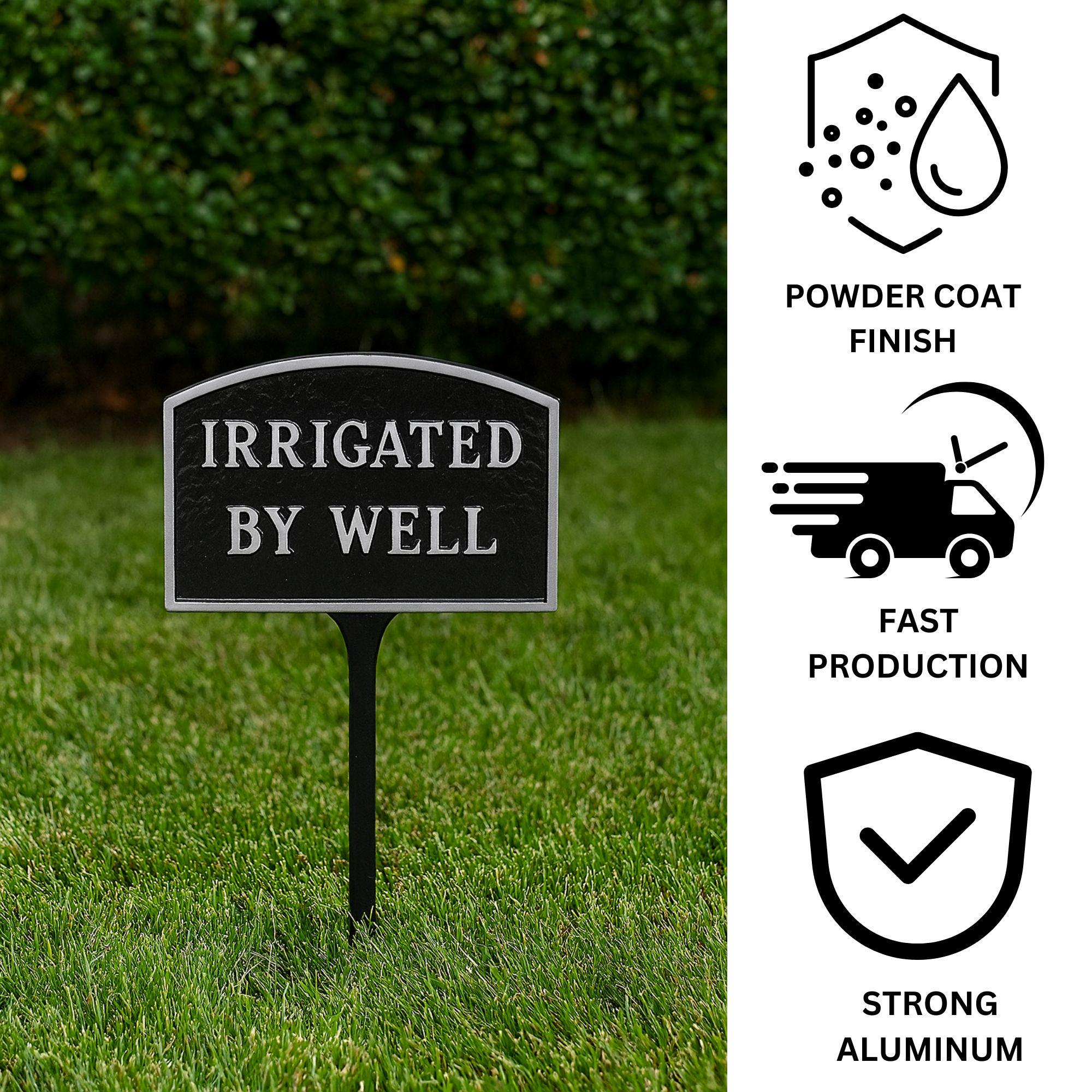 Well Construction Sign Irrigated by Well Arch WALL or LAWN Statement Plaque Sign, Outdoor Well ...