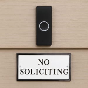 No Soliciting Petite Rectangle Statement Plaque Sign, Business or Residential Privacy Sign, Durable Aluminum, Easy to Install, Made in USA