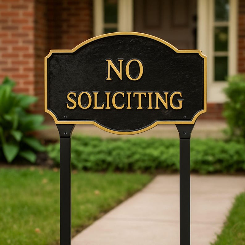 No Soliciting Montague WALL or LAWN Statement Plaque Sign, Business or Home Privacy Sign, Durable Powder Coated Aluminum, Made in the USA image 5