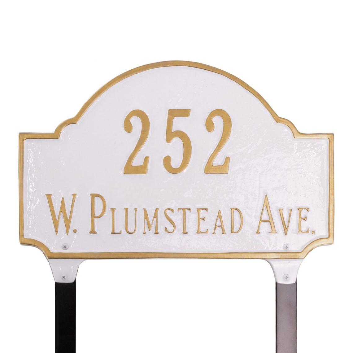 Fitzgerald Address LAWN Plaque Sign, Two Line Address Sign, Cast Metal ...
