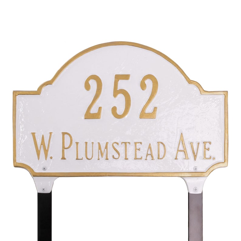 Fitzgerald Address LAWN Plaque Sign, Two Line Address Sign, Cast Metal ...