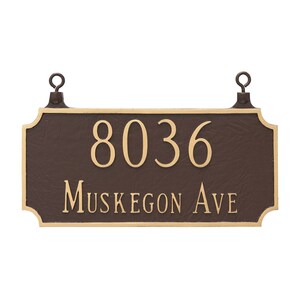 Princeton Double-Sided Hanging Address Plaque, TWO Line Hanging Address Sign, Custom Metal Sign, House Number Plaque, Outdoor Decor